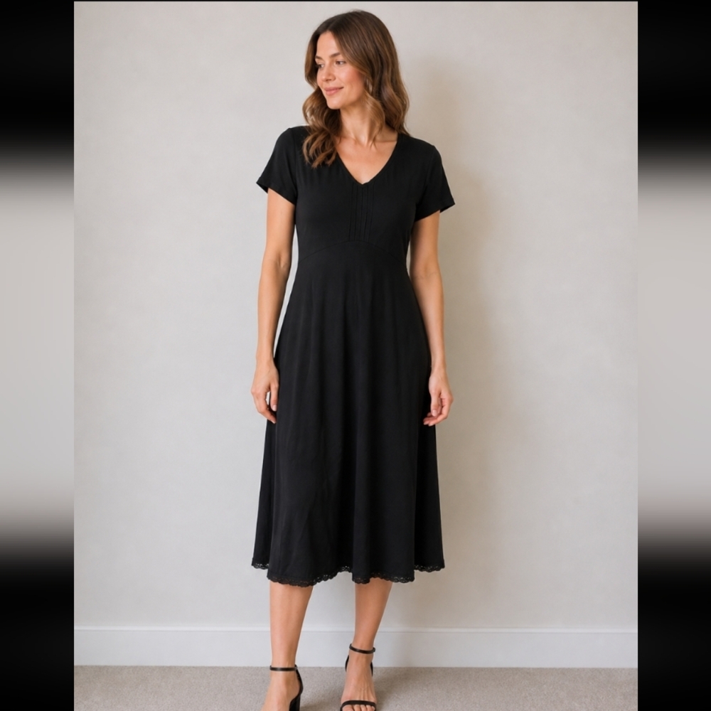 Style & Co black stretchy short sleeve dress Large